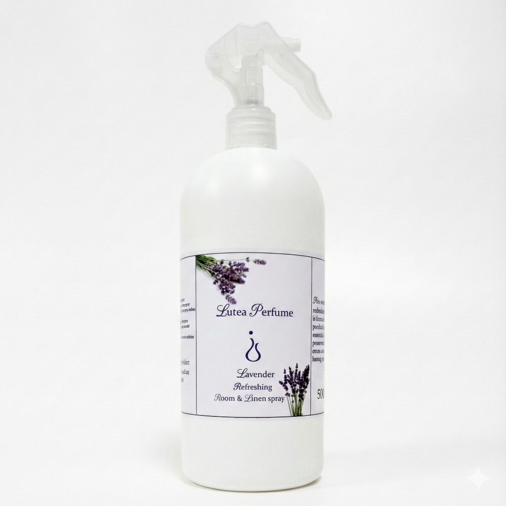 White spray bottle with lavender-themed label on a white background 500ml